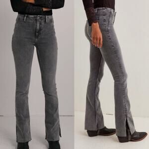 Free People We The Free Level Up Slit Slim Flare Jeans Women's 24 Ridge Grey